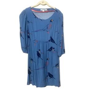 Boden sz 6 Bird Print Dress Novelty Print Whimsical feminine dress EUC